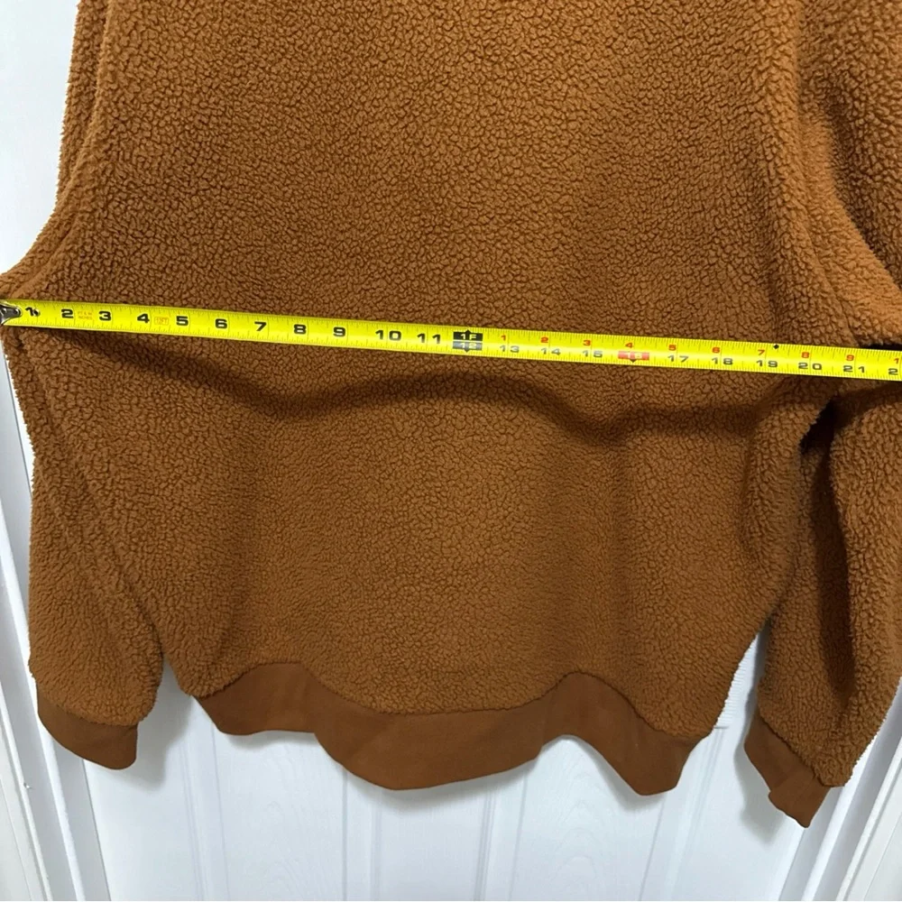 MADEWELL MEN'S L WARM BROWN COFFEE (RE)SOURCED SHERPA HALF-ZIP SOFT SWEATSHIRT